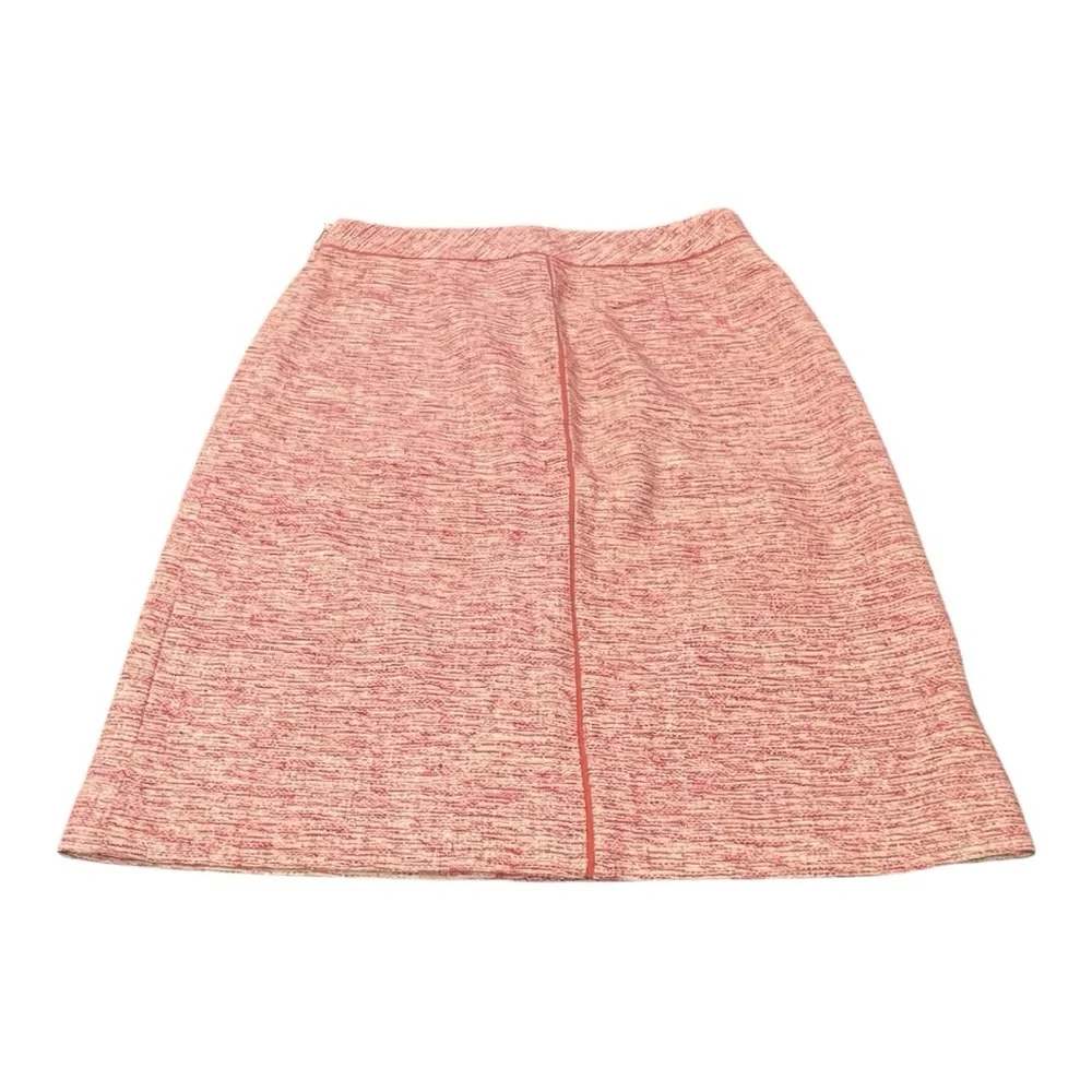Ann Taylor  Tweed Skirt Size 6 Pink Red‎ White Side Zip